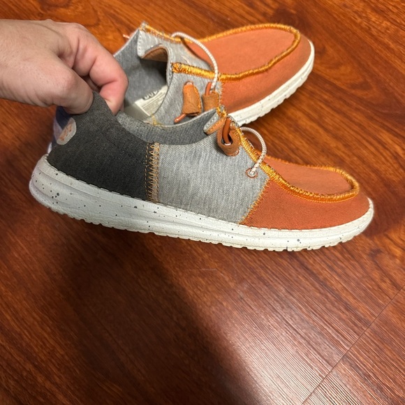 Hey Dude Wendy Tri Varsity Shoes in Orange and Gray W7 - Picture 5 of 12